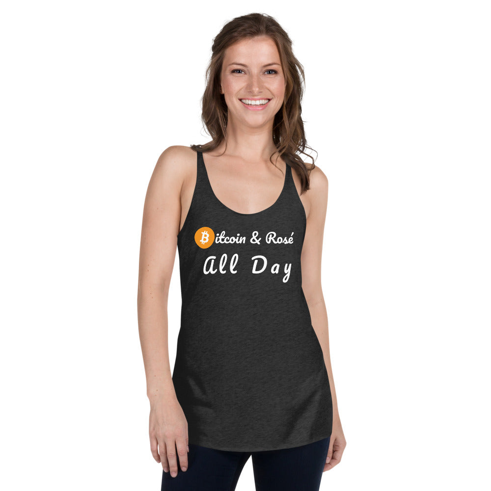 Bitcoin & Rose All Day Racerback Tank (Super light)